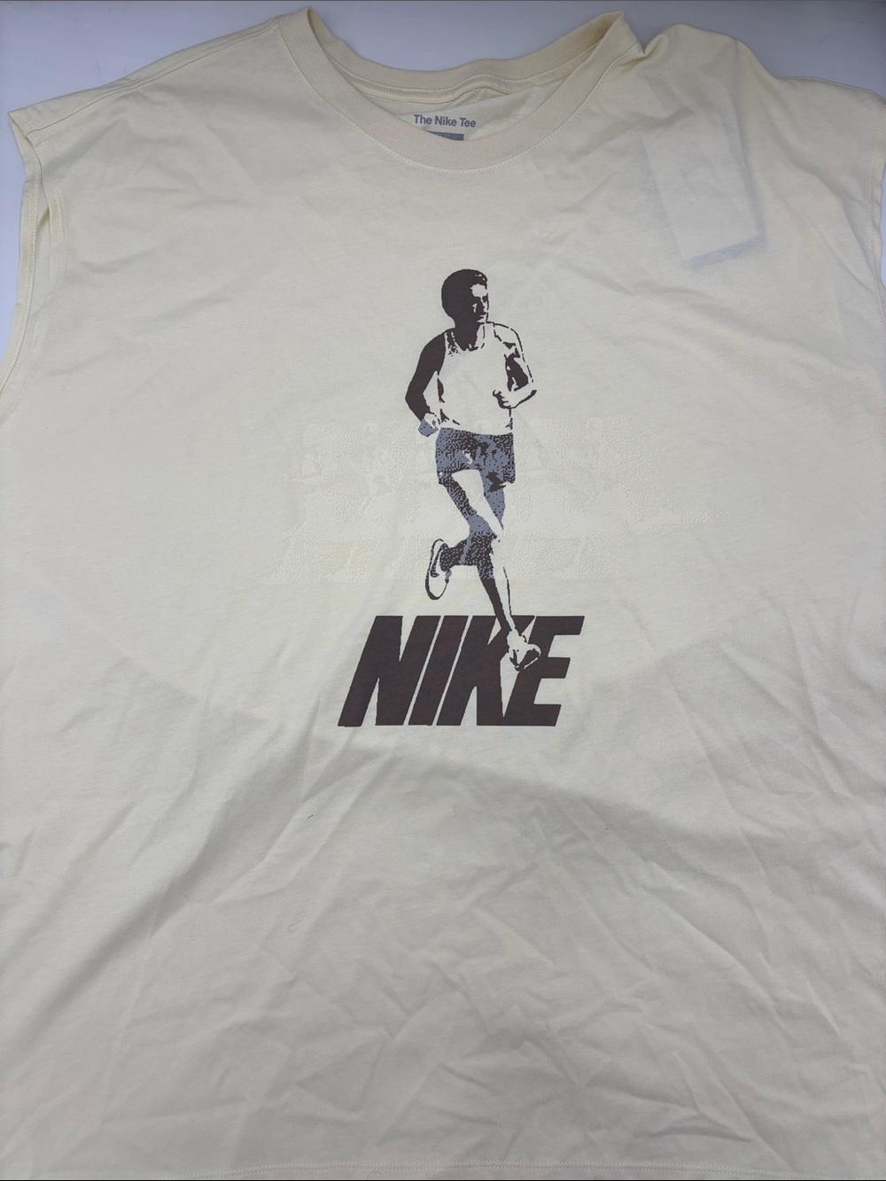 Nike Sleeveless Running Graphic T-Shirt in Coconut Milk